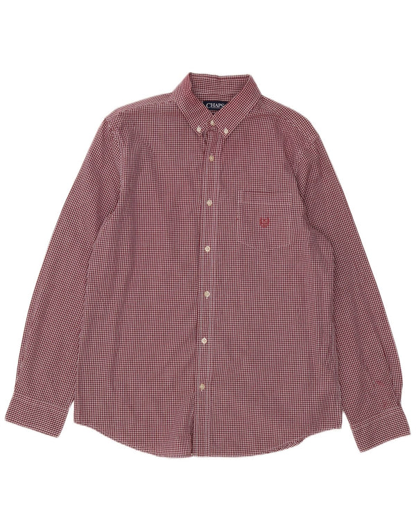 Camisa masculina Chaps Custom Fit grande algodão vermelho guingão