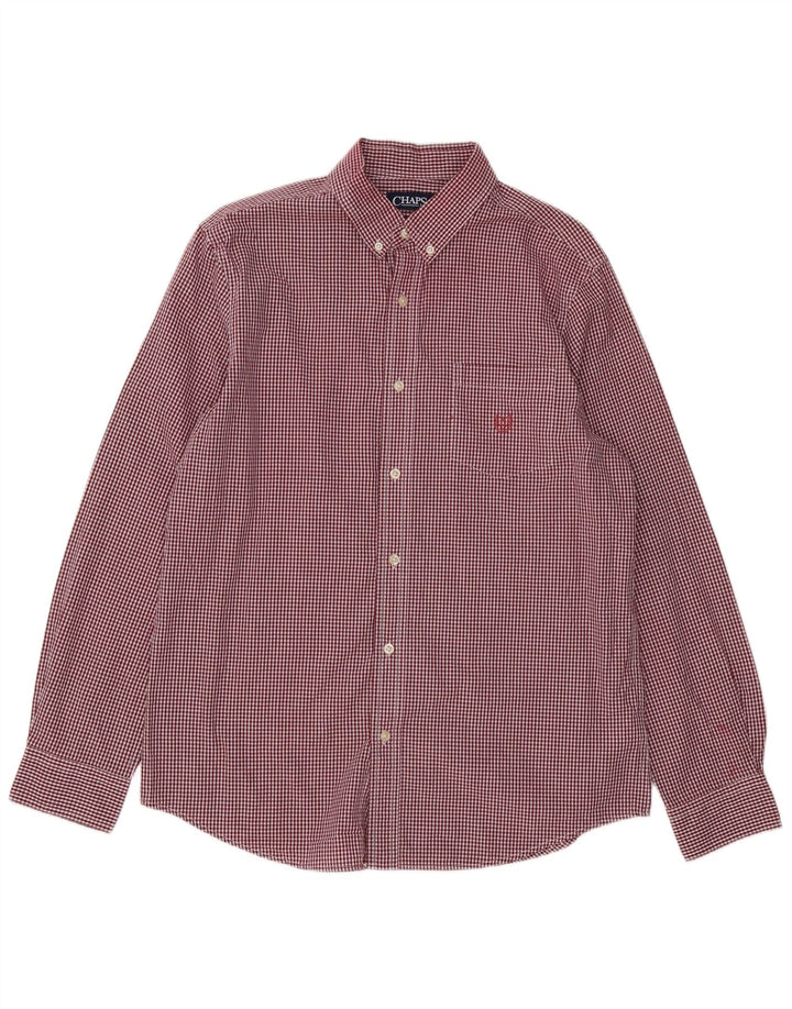 Camisa masculina Chaps Custom Fit grande algodão vermelho guingão