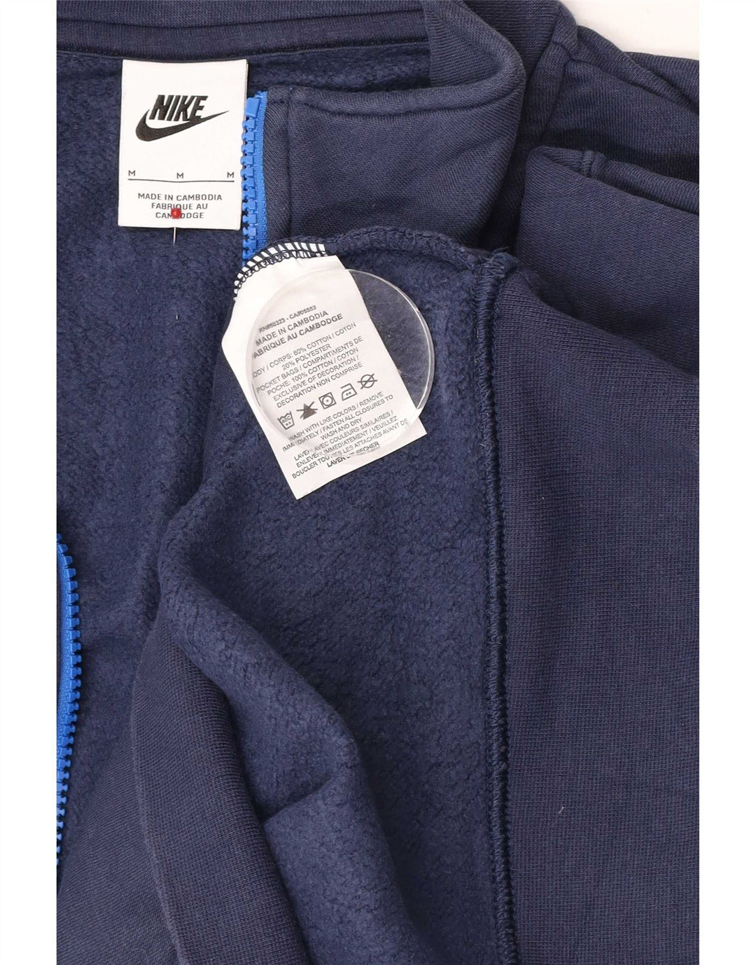 Moletom masculino Nike com zíper e gola alta de algodão azul marinho médio