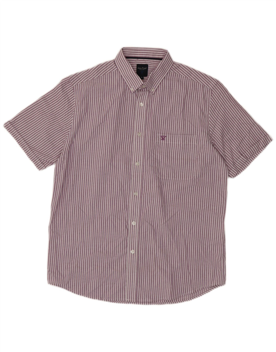 Camisa masculina de manga curta JAMES PRINGLE poliéster listrado roxo médio