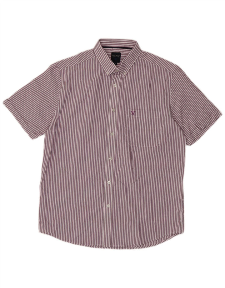 Camisa masculina de manga curta JAMES PRINGLE poliéster listrado roxo médio