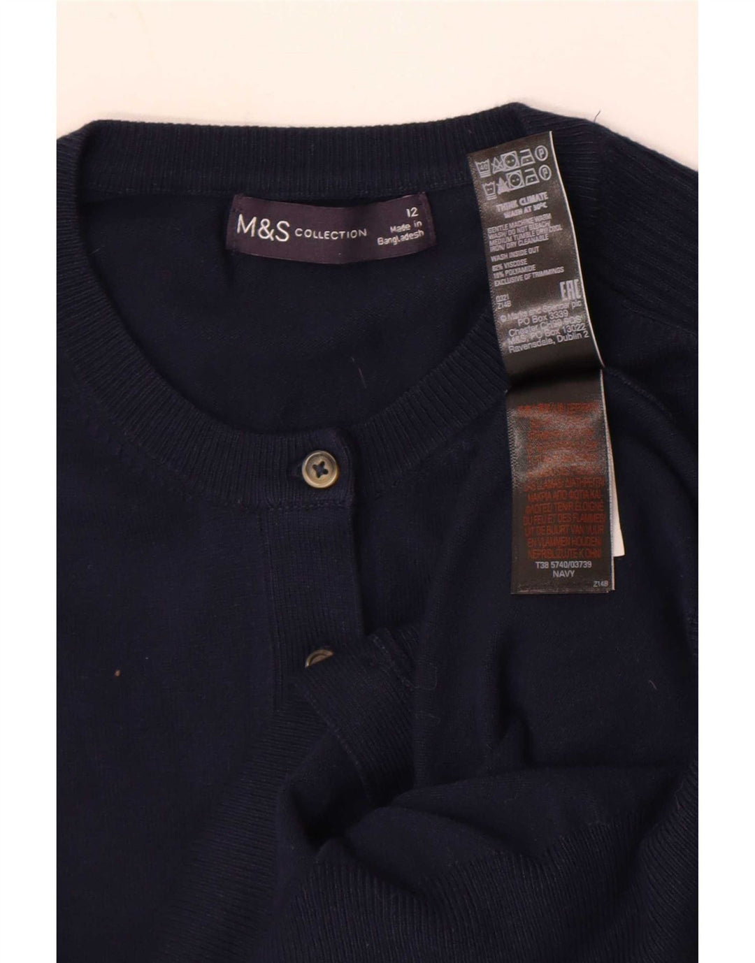 Suéter cardigã feminino Marks & Spencer UK 12 viscose azul marinho médio