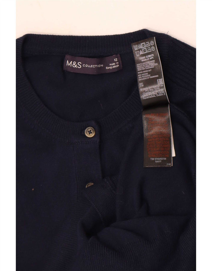 Suéter cardigã feminino Marks & Spencer UK 12 viscose azul marinho médio