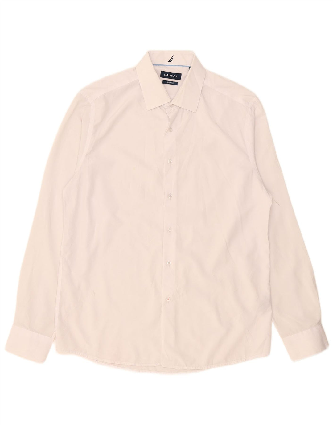 Camisa masculina Nautica Slim Fit tamanho 16 1/2 grande poliéster branco