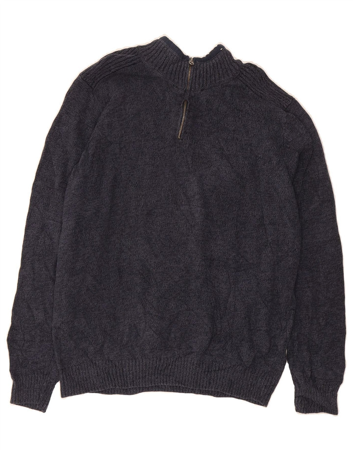 DOCKERS Mens Zip Neck Jumper Sweater XL Navy Blue Cotton Vintage Dockers and Second-Hand Dockers from Messina Hembry 