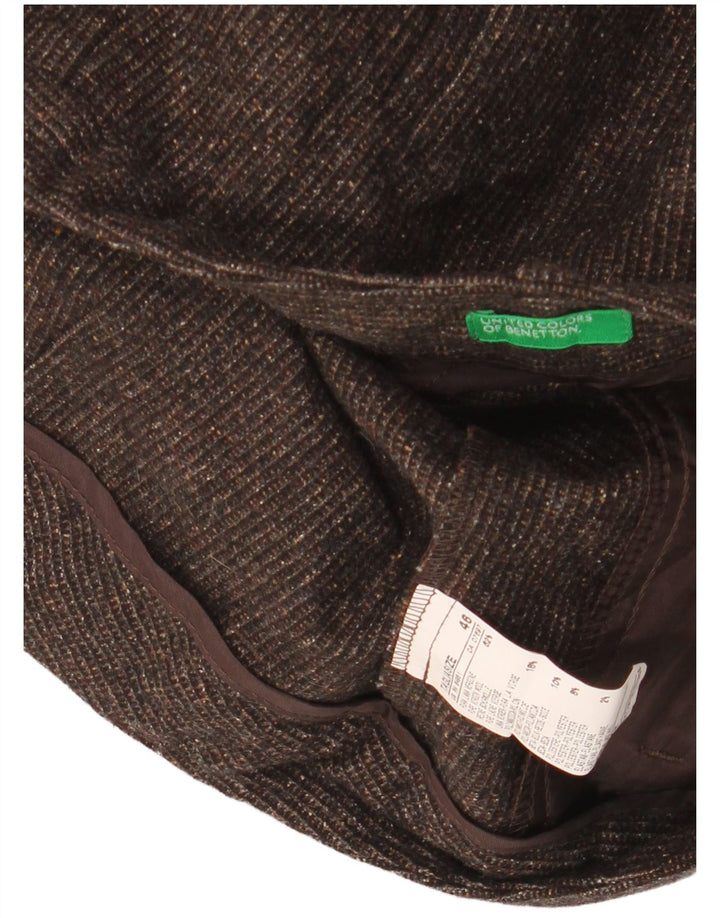 Shorts chino feminino BENETTON IT 46 grande W34 lã virgem manchada marrom