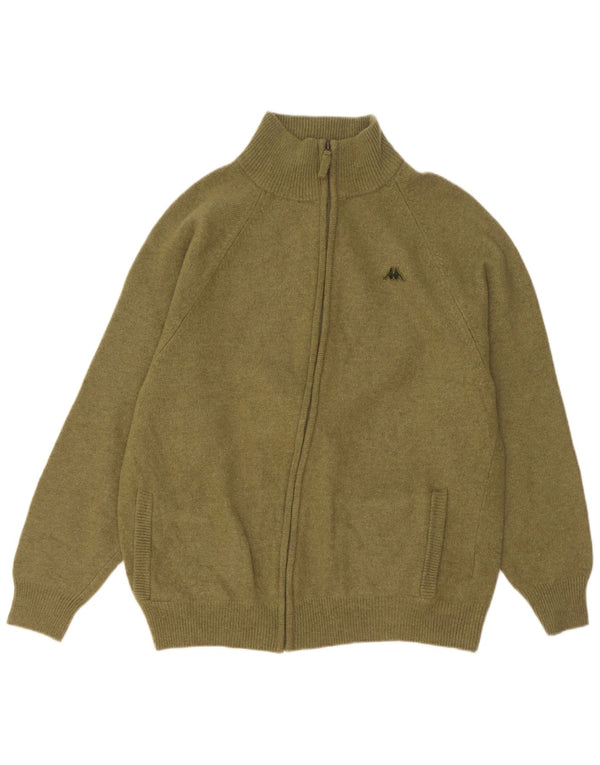 Suéter cardigã feminino Kappa Reino Unido 22 3XL lã virgem cáqui