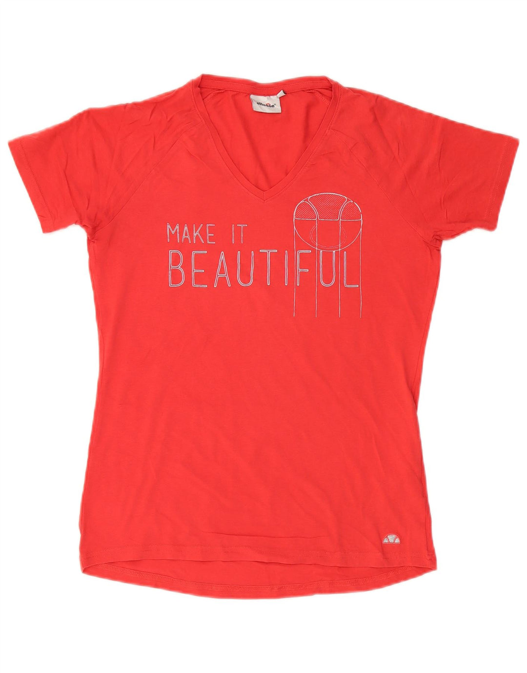 Camiseta feminina Ellesse com estampa gráfica UK 14 grande algodão vermelho