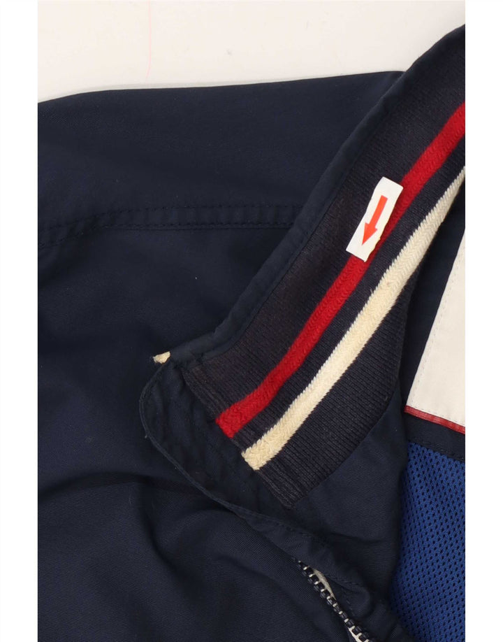 Tommy Hilfiger Mens Bomber Jacket UK 38 Médio Azul Marinho Listrado Poliamida