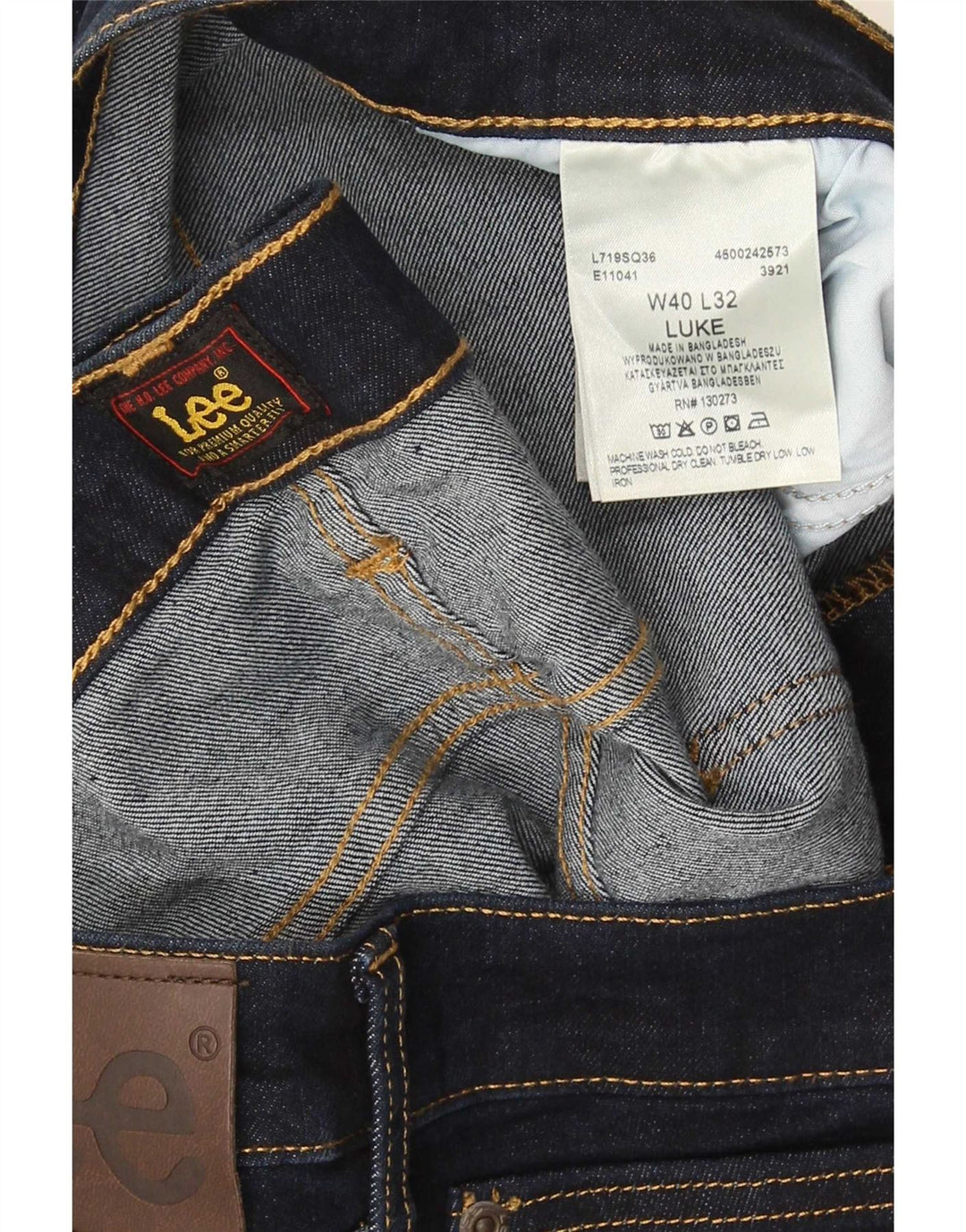 Lee Mens Luke Slim Jeans W40 L32 Azul Marinho Algodão