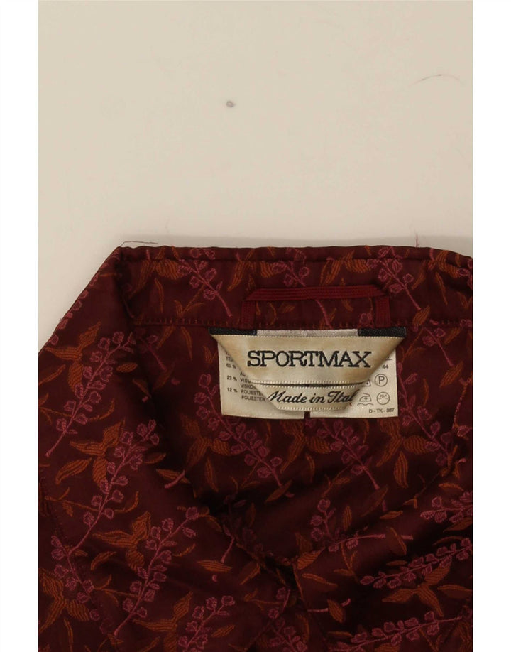 Jaqueta blazer feminina de manga curta Sportmax Reino Unido 12 marrom médio floral