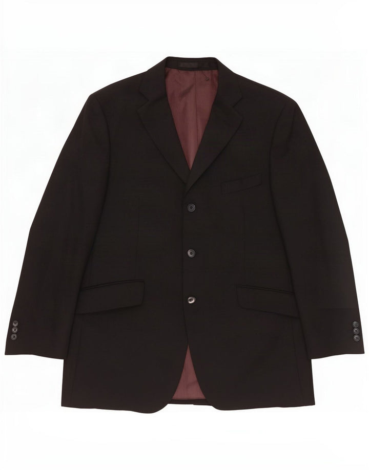 Jaqueta Blazer Masculina de 3 Botões Marks & Spencer Reino Unido 42 Grande Poliéster Azul Marinho