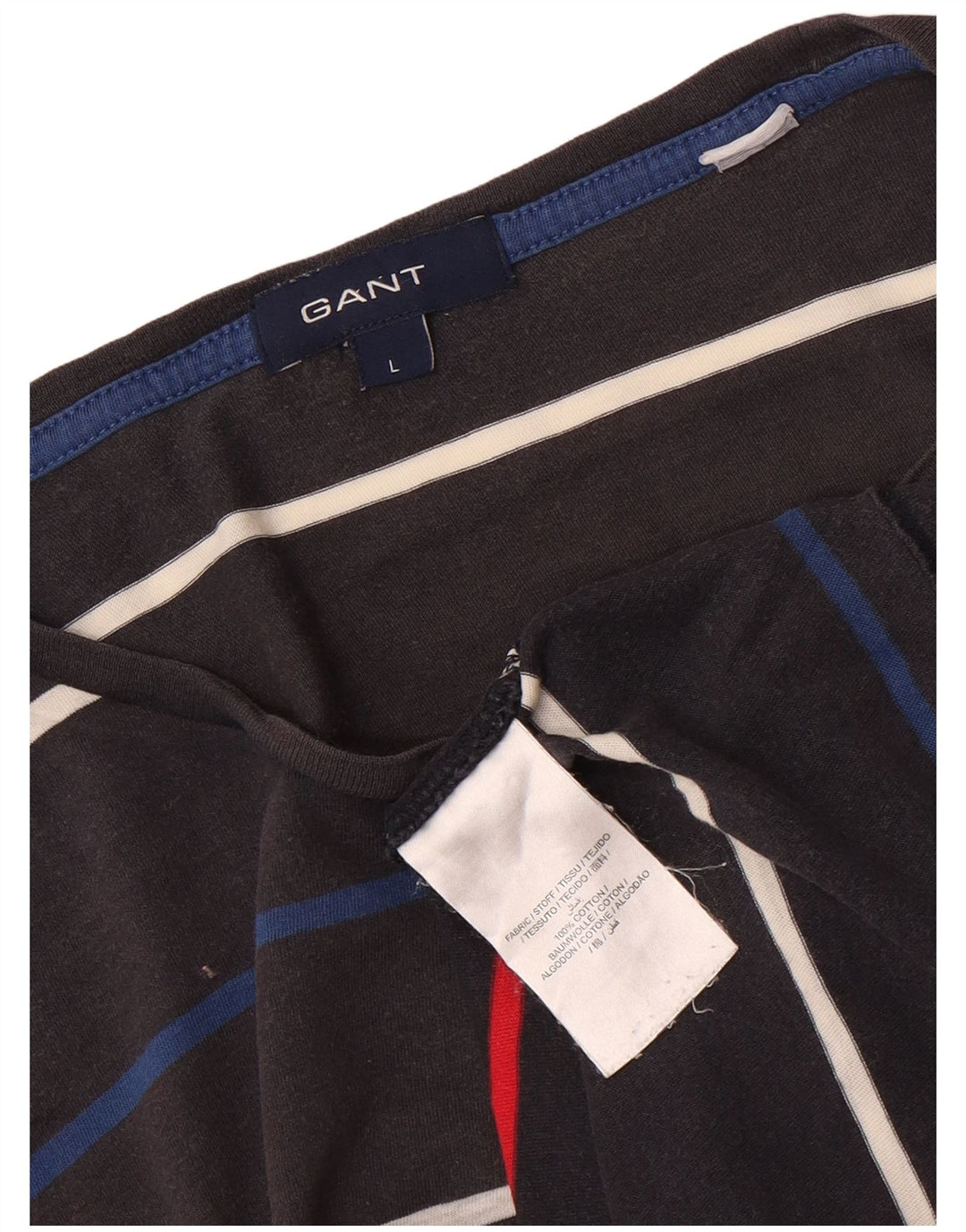 Camiseta masculina GANT grande algodão listrado cinza