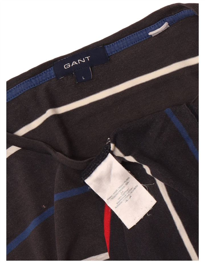 Camiseta masculina GANT grande algodão listrado cinza