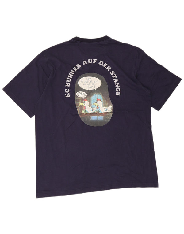 Adidas Mens Graphic T-Shirt Top UK 40/42 Médio Azul Marinho Algodão