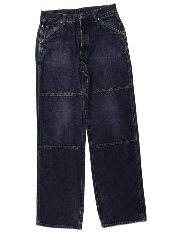 HUGO BOSS Calça jeans reta masculina W31 L34 azul marinho algodão