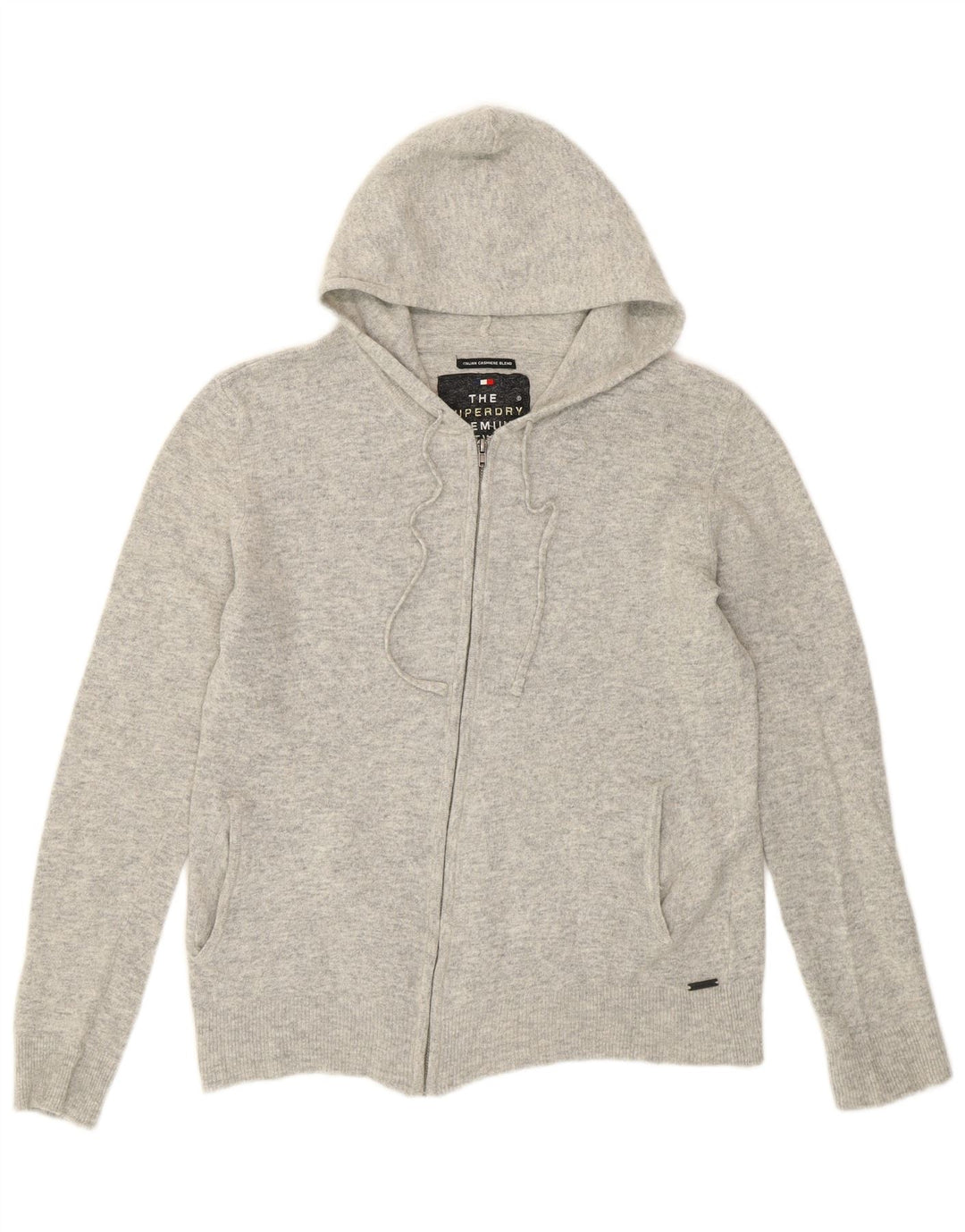 Suéter cardigã feminino com capuz Superdry UK 14 lã cinza médio