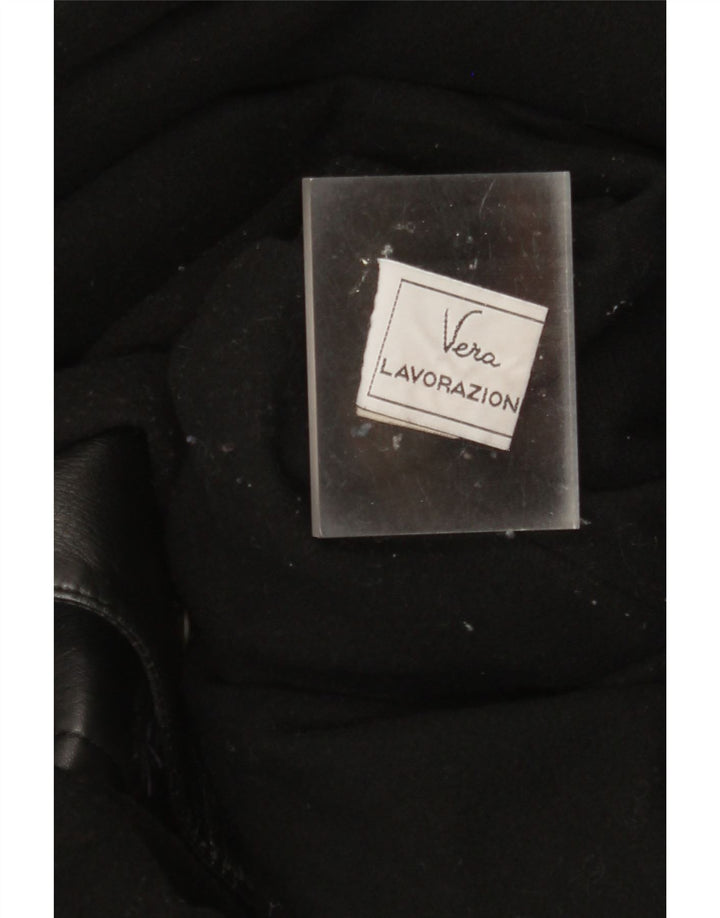 Casaco de couro feminino vintage IT 42 couro preto médio