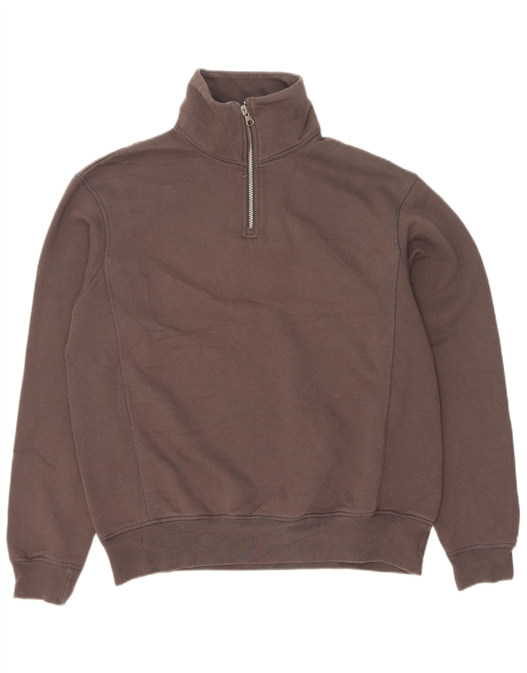 Moletom masculino Zara com zíper e gola alta de algodão cinza pequeno