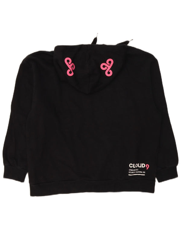 Puma feminino gráfico oversized moletom com capuz UK 14 médio algodão preto