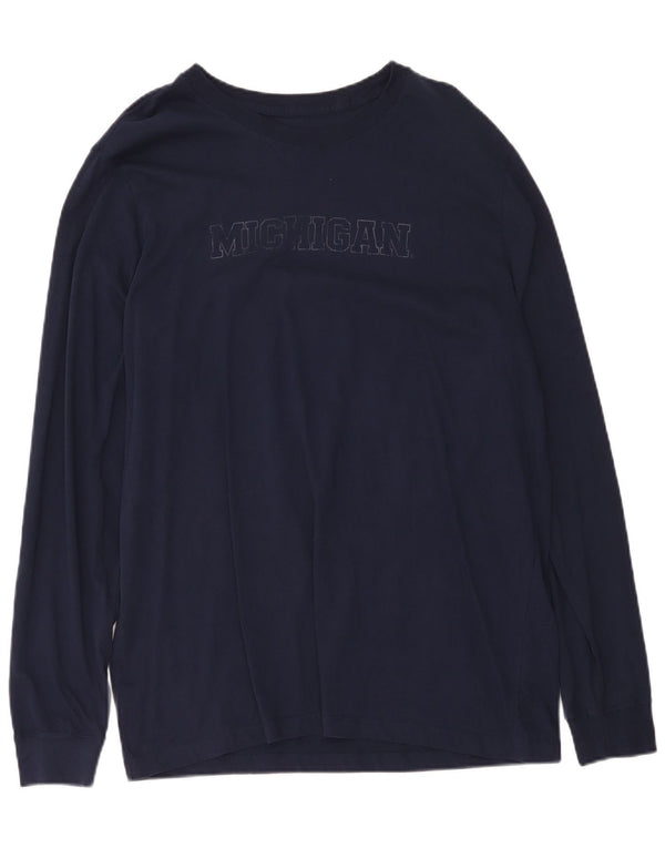 Nike masculino Michigan Graphic Top manga comprida XL azul marinho algodão