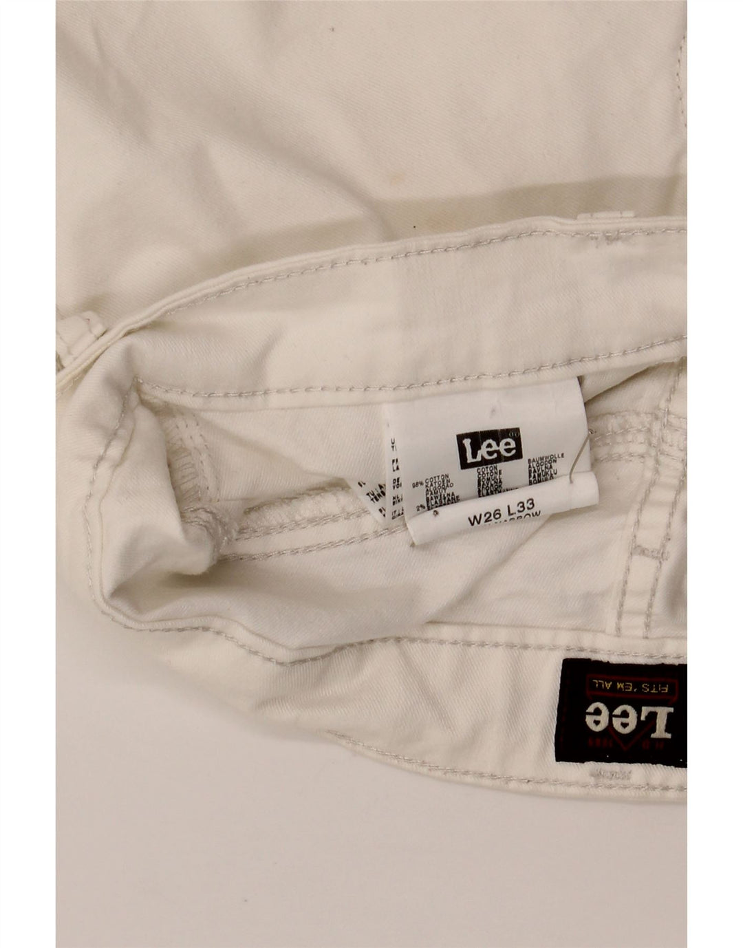 Jeans retos femininos LEE W26 L33 algodão branco