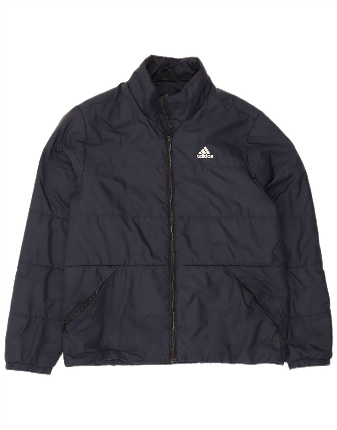 Jaqueta acolchoada masculina Adidas UK 38 poliéster azul marinho médio