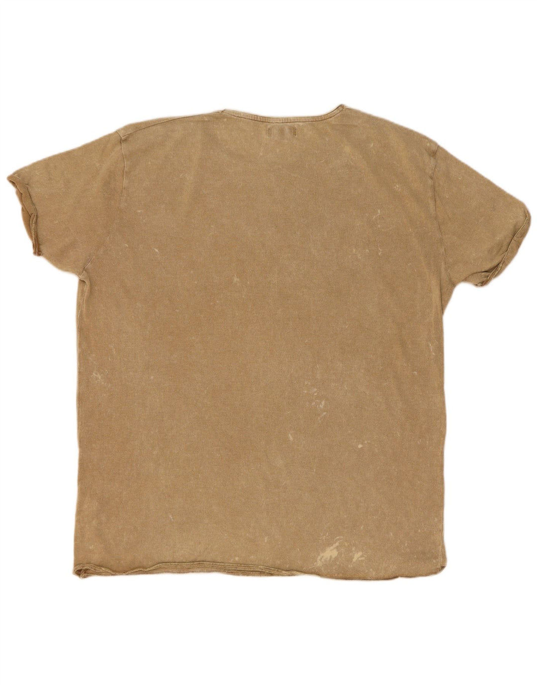 Camiseta masculina Zara Top XL poliéster manchado bege