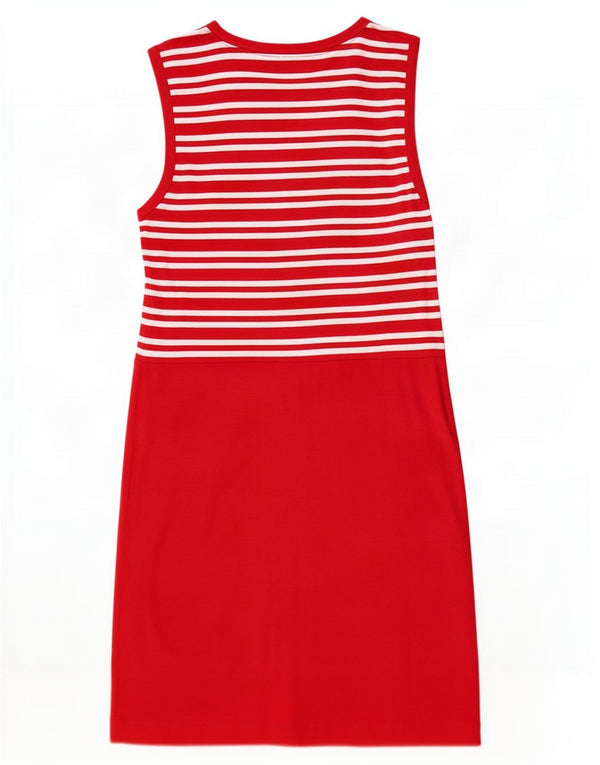 Kangaroos Womens Sleeveless T-Shirt Dress UK 12 Medium Red Striped Cotton