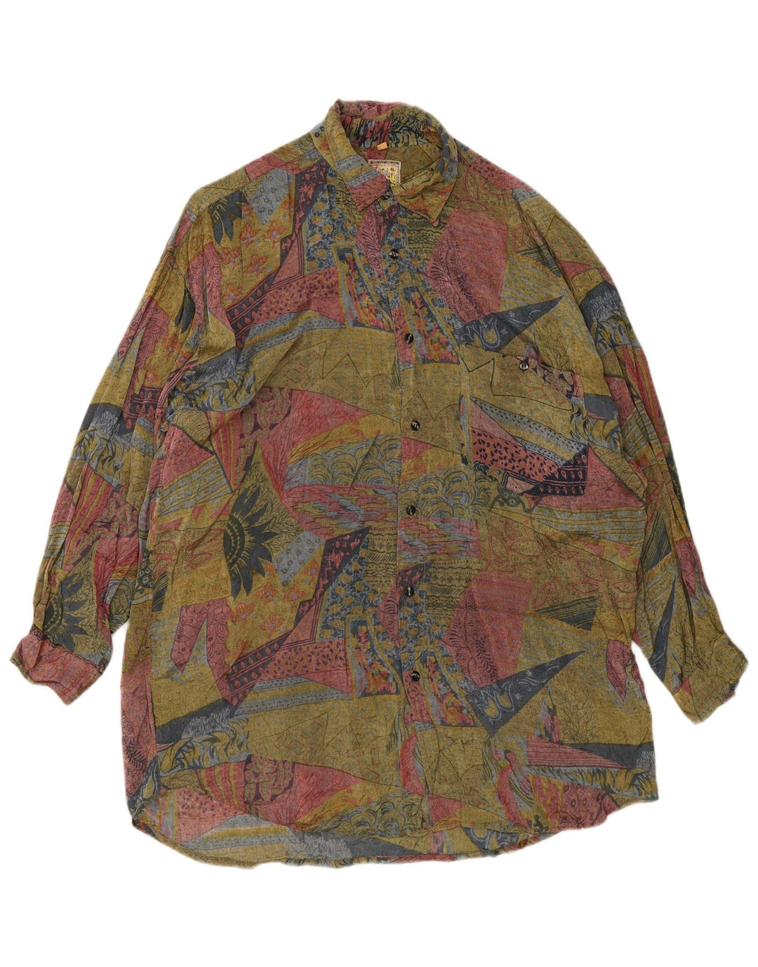Camisa masculina C&A tamanho 39/40 viscose geométrica multicolorida média