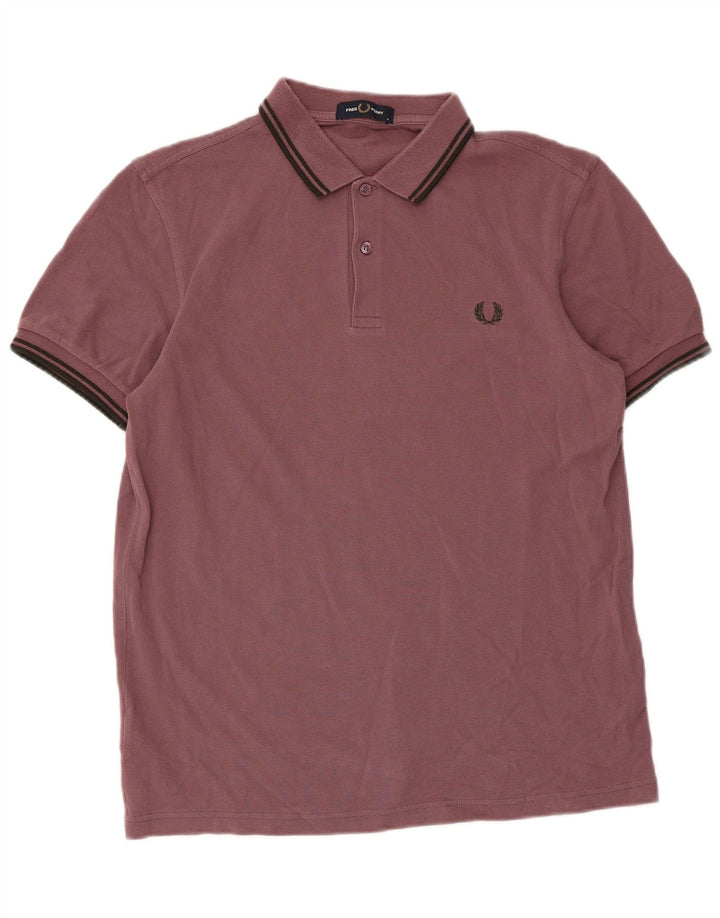 Camisa polo masculina Fred Perry de algodão listrado marrom médio