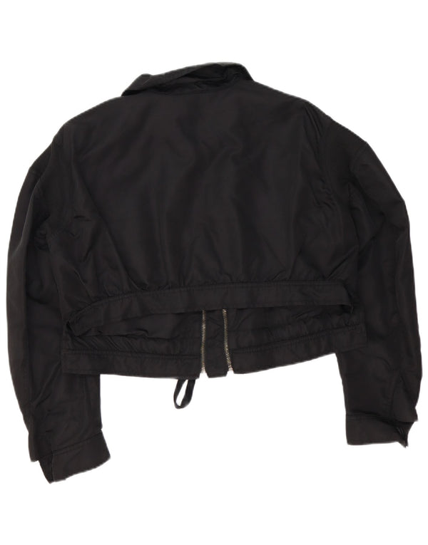 Zara Womens Crop Oversized Bomber Jacket UK 6 XS Preto Poliamida