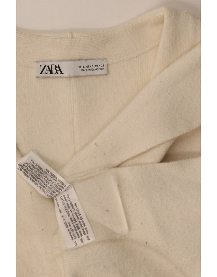 Suéter cardigã feminino Zara Reino Unido 10 pequeno bege viscose