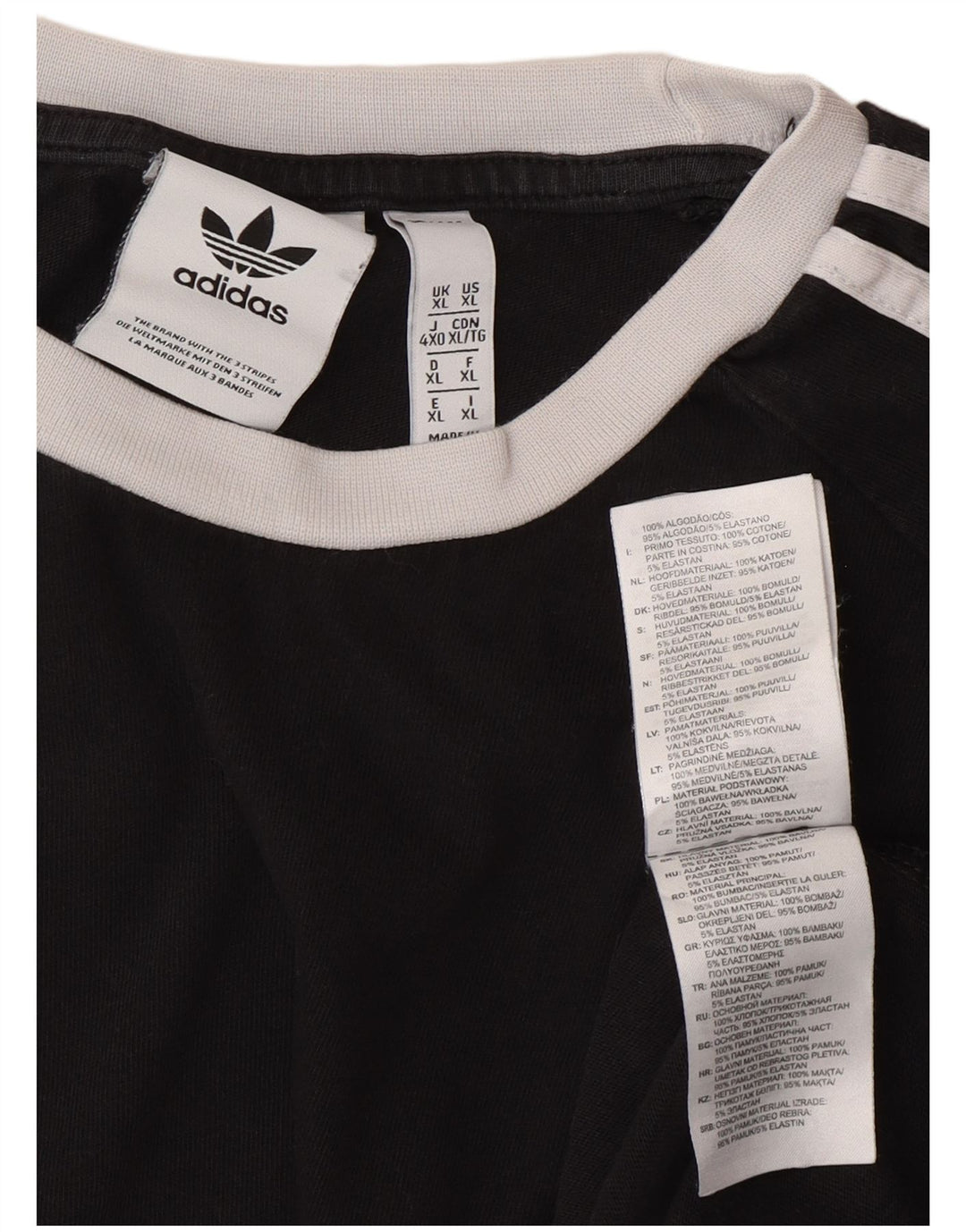 Adidas Mens Top Manga Longa XL Preto Colorblock Algodão