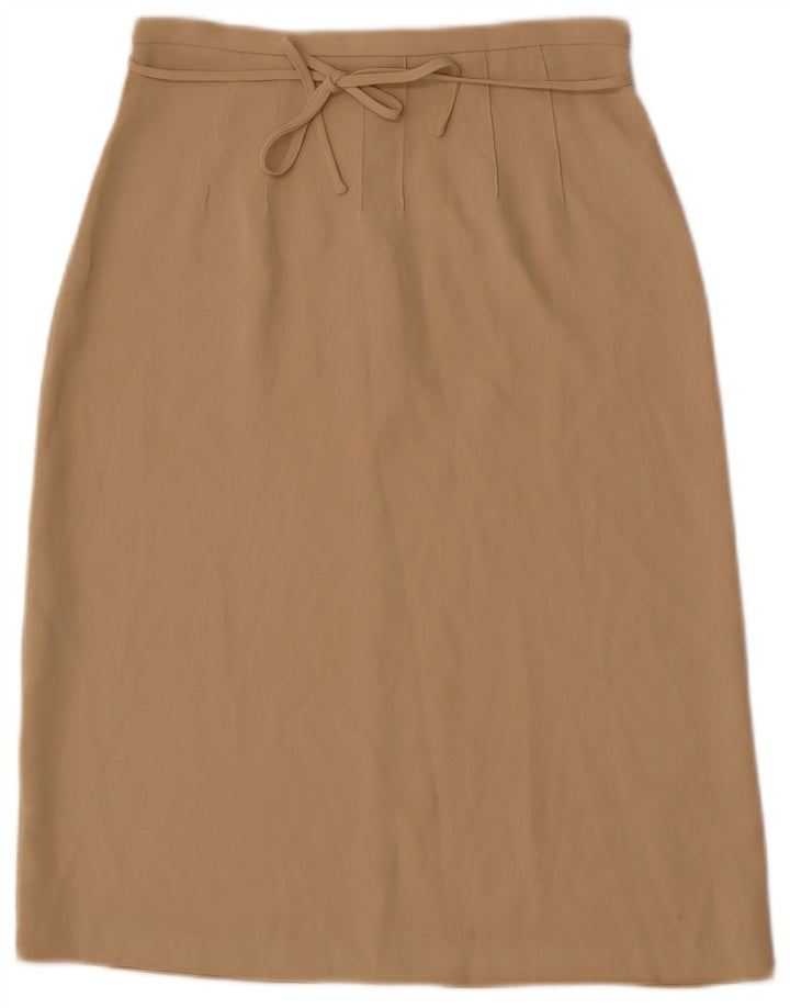 Saia midi feminina Stefanel IT 40 pequena W26 poliéster bege