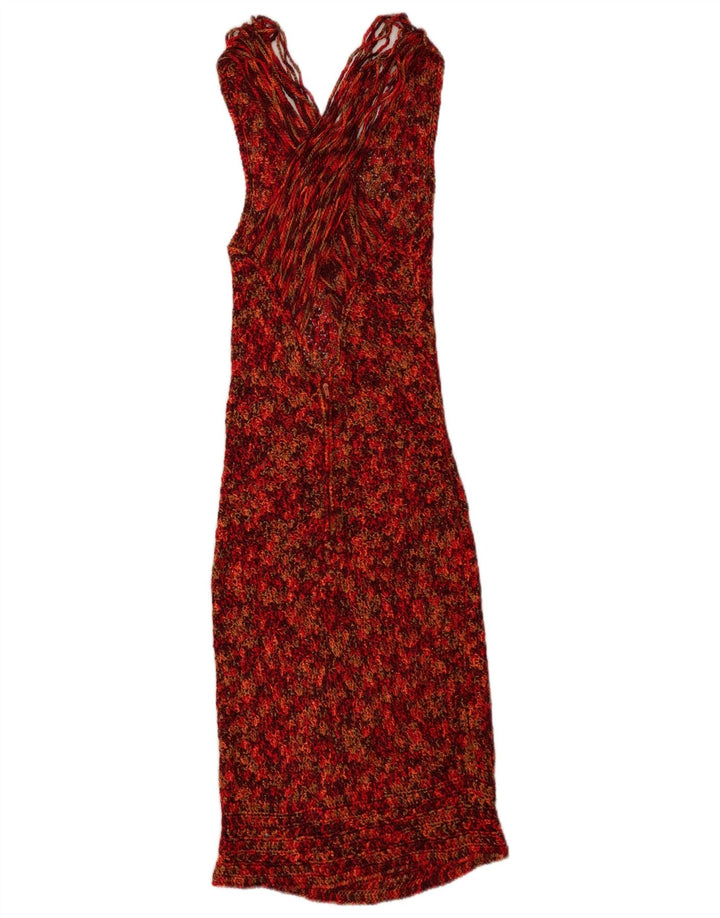 Vestido feminino vintage de malha bodycon UK 12 médio multicolorido manchado