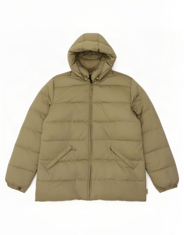 Moncler Womens Hooded Padded Jacket Size 3 Medium Khaki Polyester