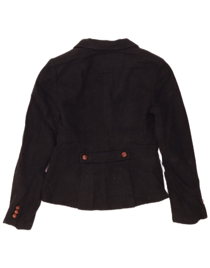 Jaqueta blazer feminina de 3 botões Jack Wills Reino Unido 10 pequena lã preta