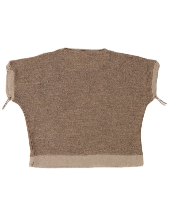 Top feminino vintage oversized UK 18 XL marrom geométrico moderno