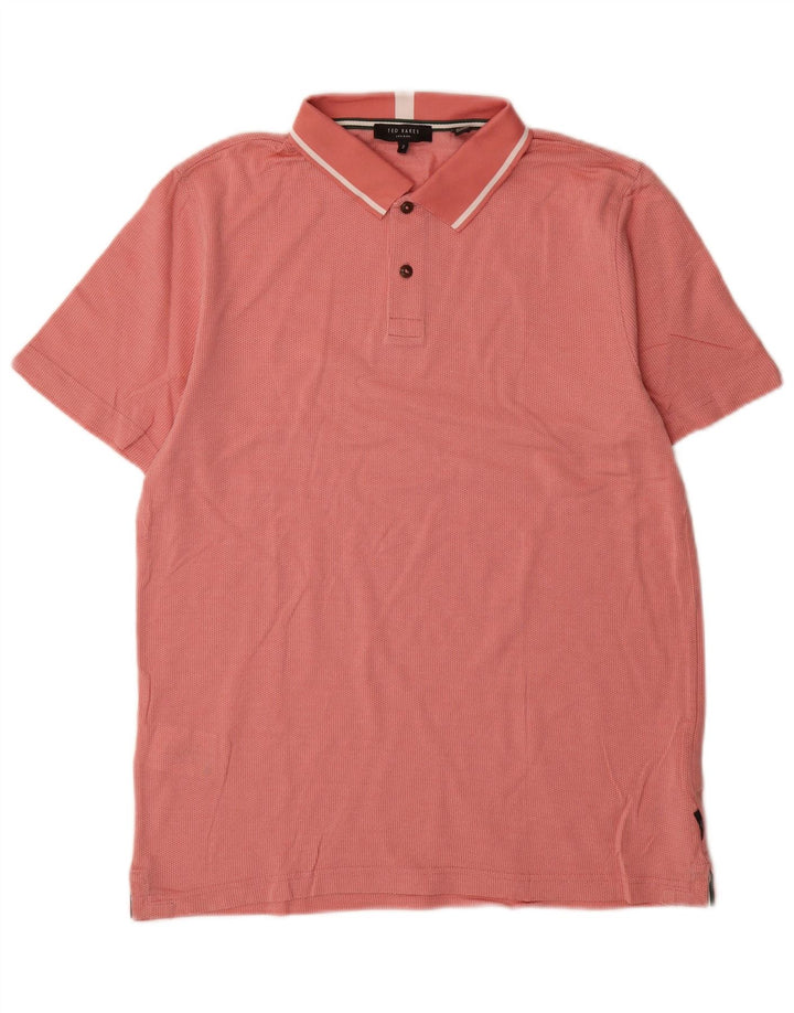 Camisa polo masculina Ted Baker tamanho 2 pequeno algodão rosa