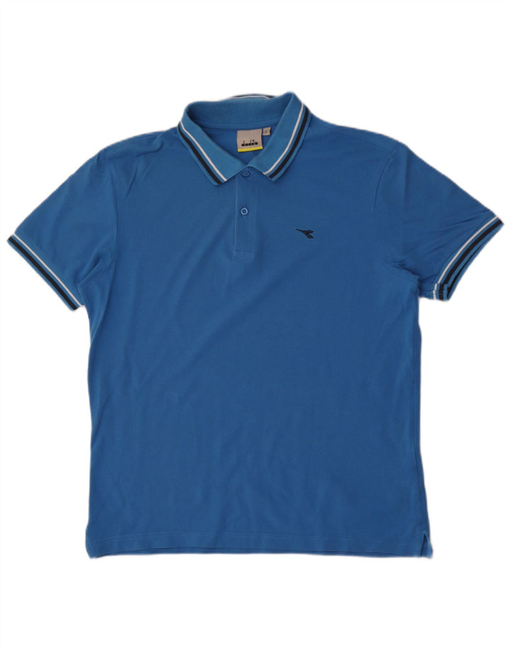 Camisa polo masculina Diadora grande algodão azul