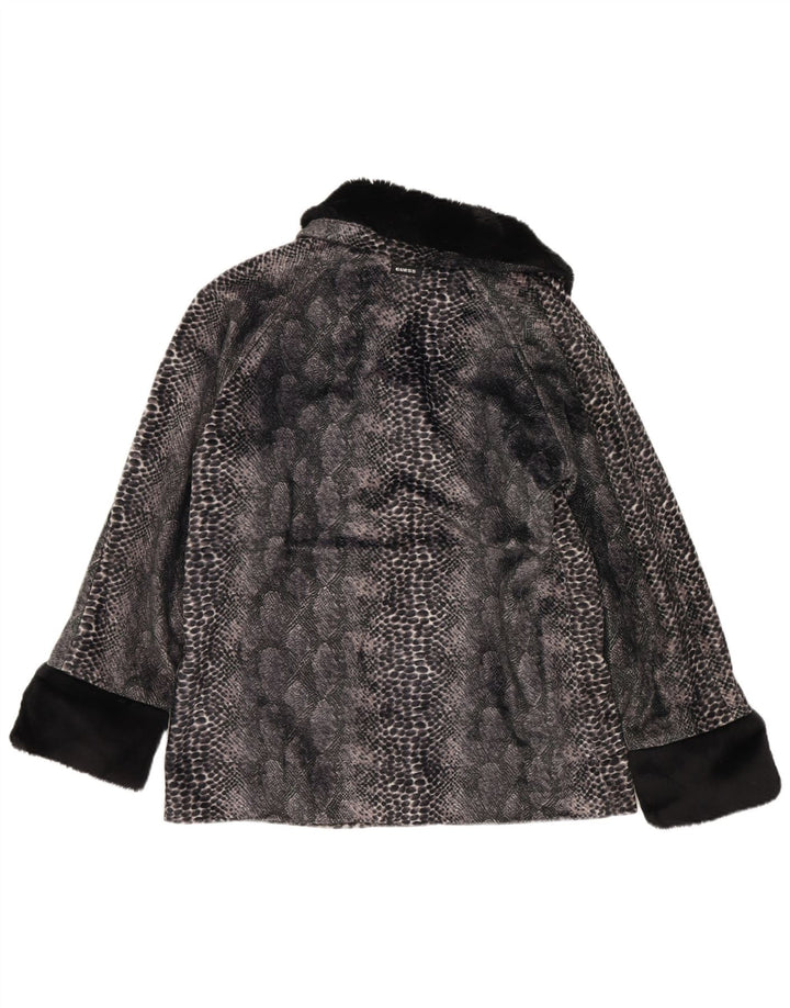 Jaqueta feminina de pele sintética Guess UK 14 poliéster cinza médio com estampa animal