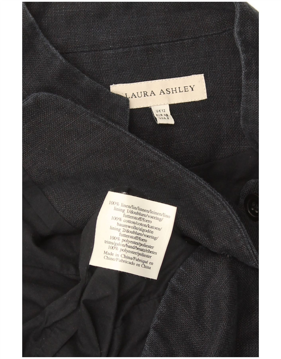Laura Ashley Jaqueta blazer feminina militar de 6 botões Reino Unido 12 médio azul marinho