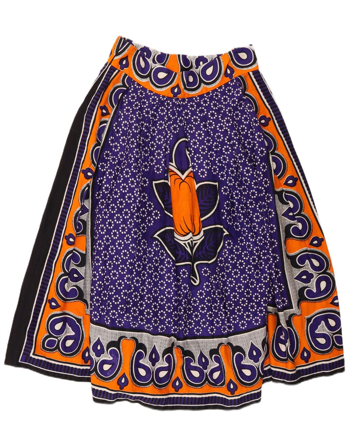 Saia feminina vintage gráfica linha A W28 floral roxo médio