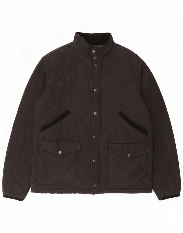 Fat Face Mens Quilted Jacket UK 42 XL Black Polyester
