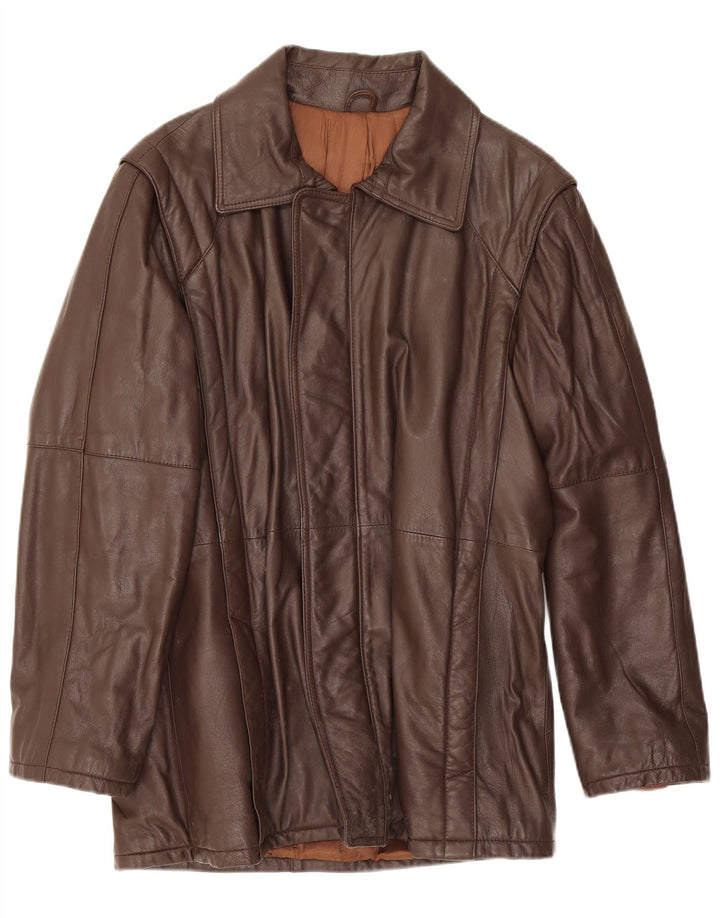 Jaqueta de couro masculina vintage IT 48 couro marrom médio