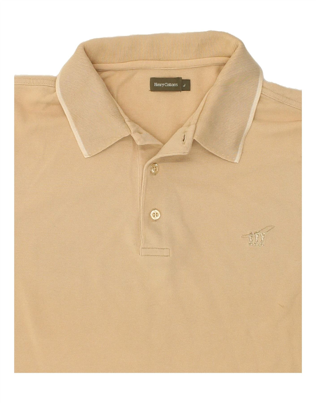 HENRY COTTONS Mens Slim Polo Shirt Large Beige Cotton Vintage Henry Cottons and Second-Hand Henry Cottons from Messina Hembry 