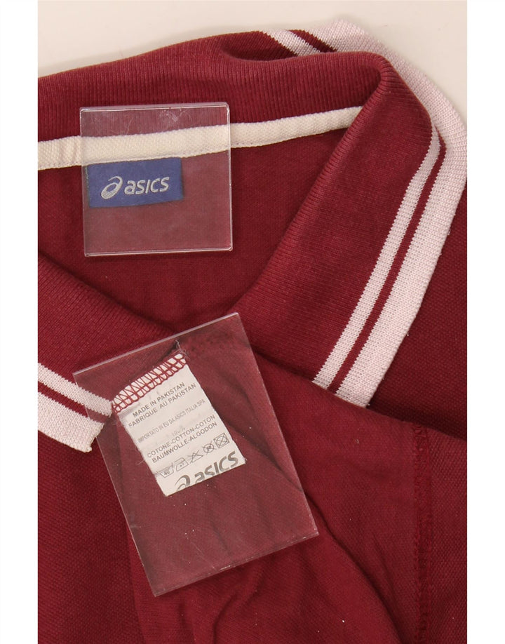 ASICS Mens Long Sleeve Polo Shirt XL Burgundy Cotton Vintage Asics and Second-Hand Asics from Messina Hembry 