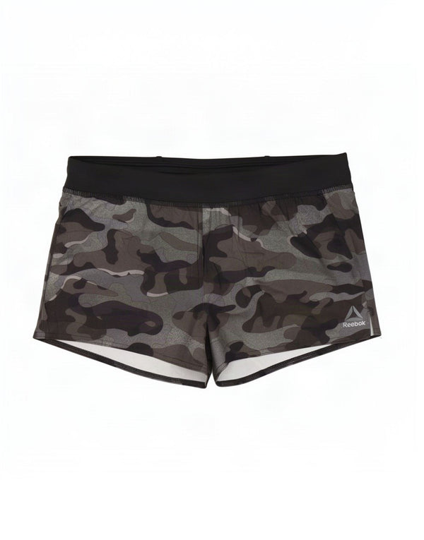 Shorts esportivos femininos Reebok UK 12/14 médio camuflado multicolorido