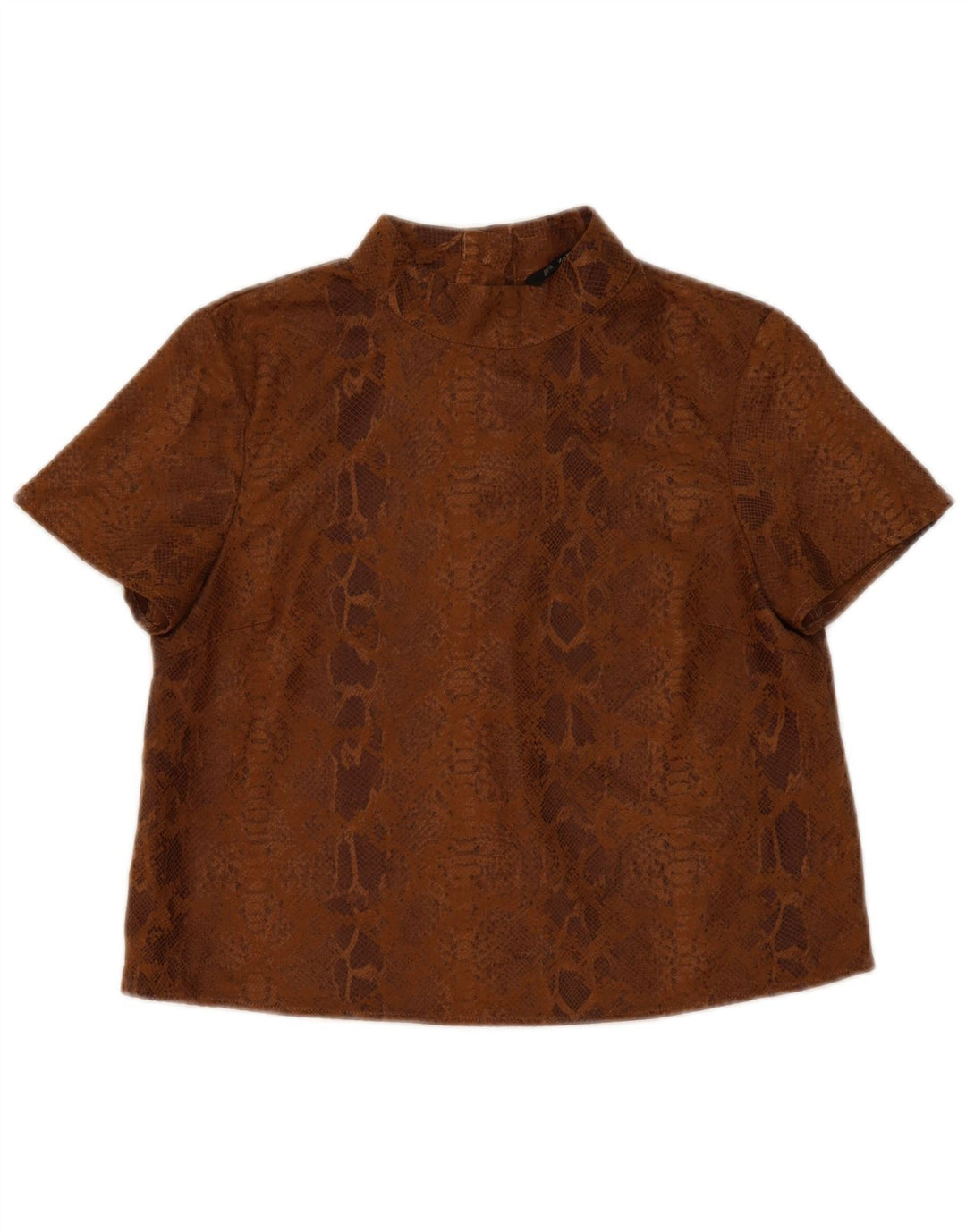 Blusa feminina Zara UK 14 poliéster marrom médio com estampa animal
